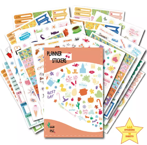 Наклейки для планера Planner Stickers, 660 шт., наклейки для дневника и скрапбукинга (AZD-058) - Фото 2 Наклейки для планера Planner Stickers, 660 шт., наклейки для дневника и скрапбукинга (AZD-058) - изображение 2