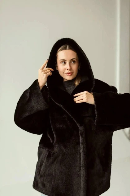 Зимова жіноча дублянка двостороння UF-Fashion N89V 42 чорний - зображення 5