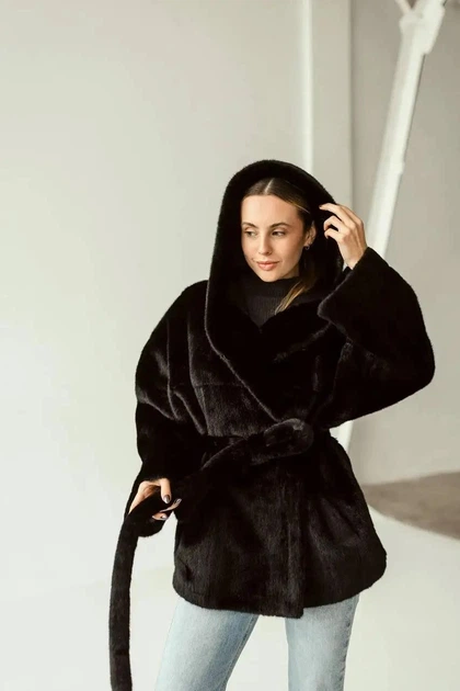 Зимова жіноча дублянка двостороння UF-Fashion N89V 42 чорний - зображення 7