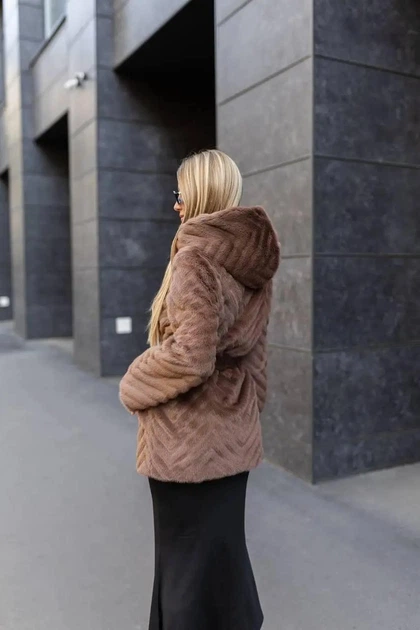 Зимняя женская шуба UF-Fashion Ш-304 50 капучино - изображение 6