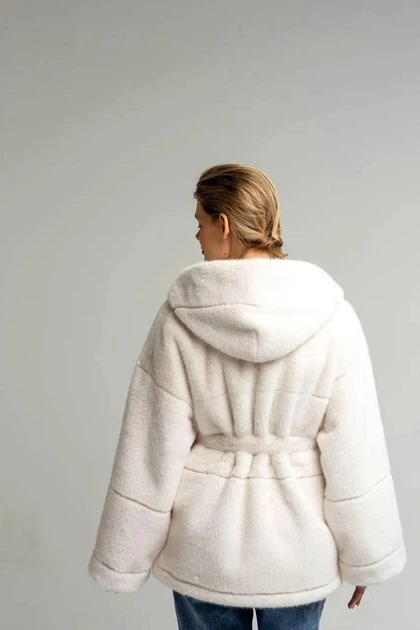 Жіноча дублянка двостороння на зиму UF-Fashion N89V 54 молочний - зображення 9