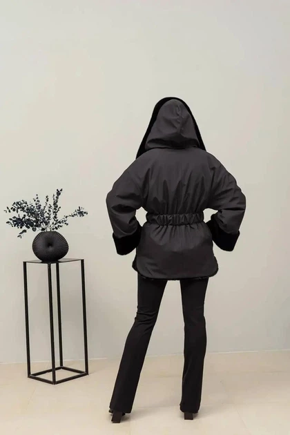 Екошуба зимова двостороння UF-Fashion N83V 44 чорний - Фото 9 Екошуба зимова двостороння UF-Fashion N83V 44 чорний - зображення 9