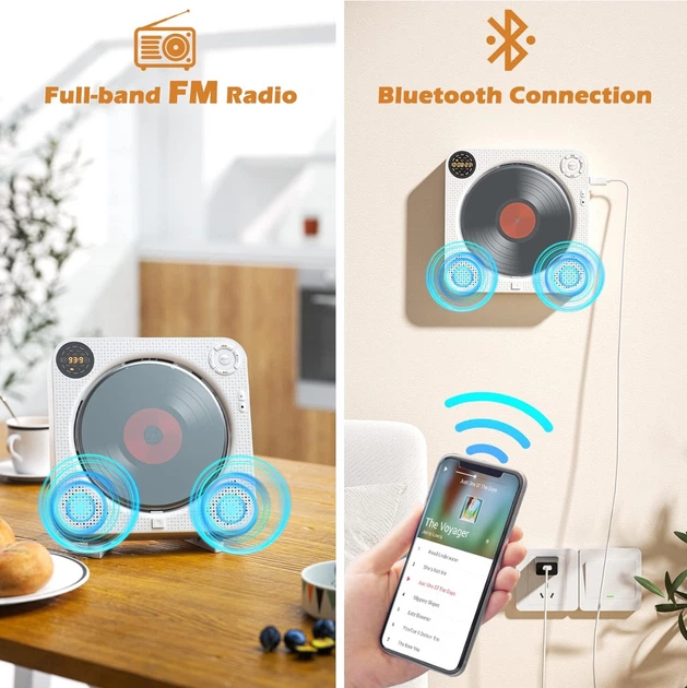 CD-програвач Desobry Bluetooth, FM-радіо, USB, AUX, пульт, настінний - зображення 3