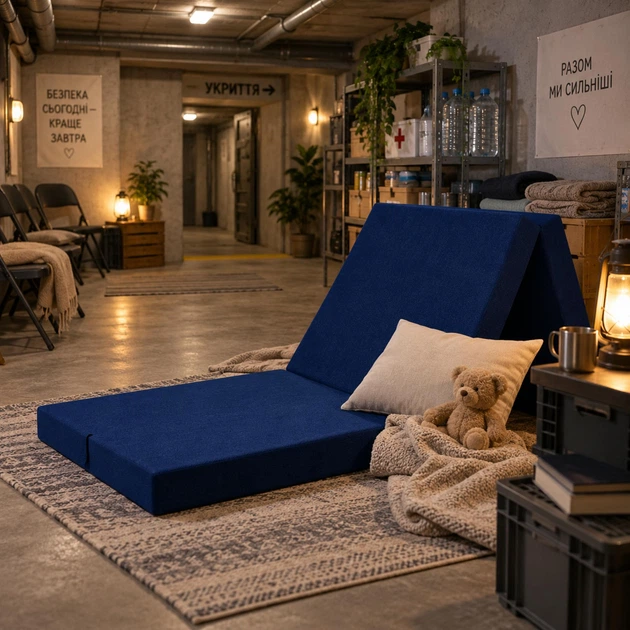 Пуф-матрас Delight Раскладной Трансформер темно-синій 60х180 см - Фото 4 Пуф-матрас Delight Раскладной Трансформер темно-синій 60х180 см - изображение 4