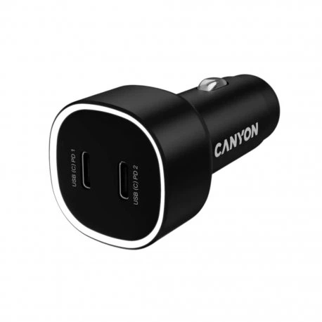 Автомобільний зарядний пристрій Canyon OnDrive 60 PD 2xType-C 60W Black (CNE-CCABR3CC) - Фото 1 Автомобільний зарядний пристрій Canyon OnDrive 60 PD 2xType-C 60W Black (CNE-CCABR3CC) - зображення 1