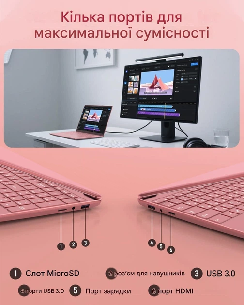 Ноутбук 15.6" Molegar T152A / Intel Celeron 5205U RAM 16GB SSD 512GB / Windows 11 - зображення 5