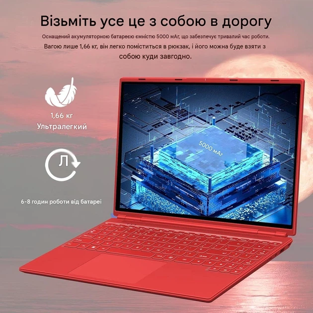 Ноутбук 16" AOCWEI A6 / Intel Celeron N5095A RAM 12GB SSD 512GB / Windows 11 - зображення 5