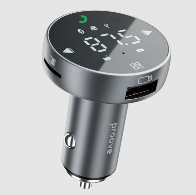 FM-модулятор Proove Launcher Sound Sync Bluetooth 5.0, PD 30W + QC3.0, USB Type-C, Hands Free, графитовый - изображение 3