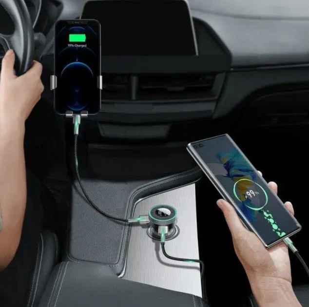 FM-трансмітер Baseus CCLH-01 Bluetooth 5.0 MP3 Hands Free 2×USB 3.4A, чорний - Фото 4 FM-трансмітер Baseus CCLH-01 Bluetooth 5.0 MP3 Hands Free 2×USB 3.4A, чорний - зображення 4