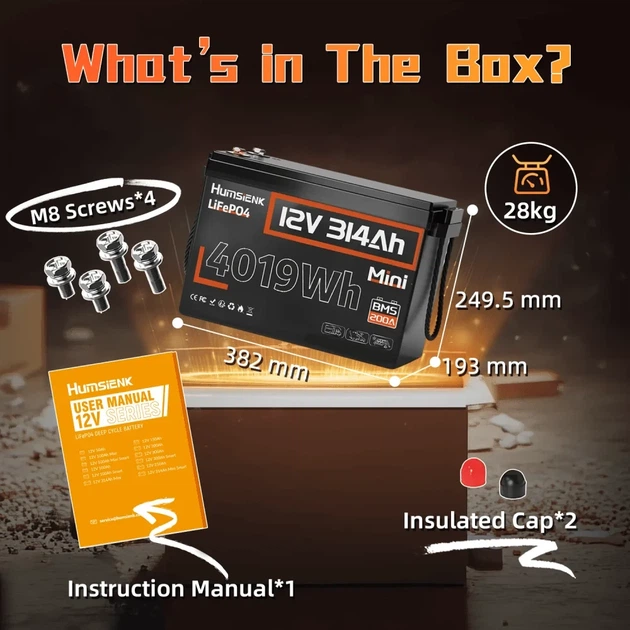 Аккумулятор Humsienk HS12V314AH200MINI-UA LiFePO4 12 В 314 А·ч с BMS 200 А - Фото 8 Аккумулятор Humsienk HS12V314AH200MINI-UA LiFePO4 12 В 314 А·ч с BMS 200 А - изображение 8