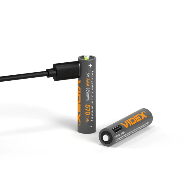 Акумулятор VIDEX Li-ion LIR03C/AAA USB-C 1.5V (захист) 570mAh 2pcs/Pack - Фото 2 Акумулятор VIDEX Li-ion LIR03C/AAA USB-C 1.5V (захист) 570mAh 2pcs/Pack - зображення 2
