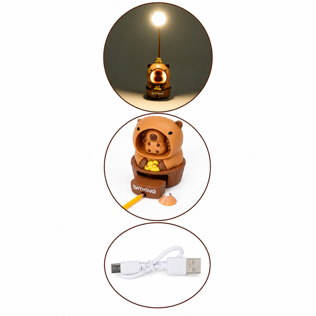 Ночник Капибара 27 см настольная LED-лампа с аккумулятором - изображение 2