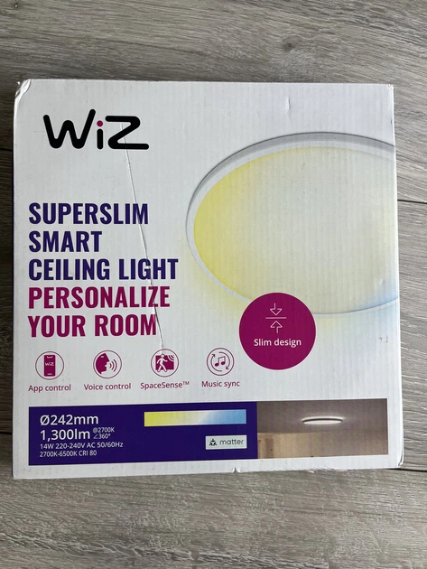 Потолочный смарт-светильник WiZ SuperSlim 14 Вт, 1300 лм, 2700-6500К, Wi-Fi, Matter, 24,2 см - изображение 9