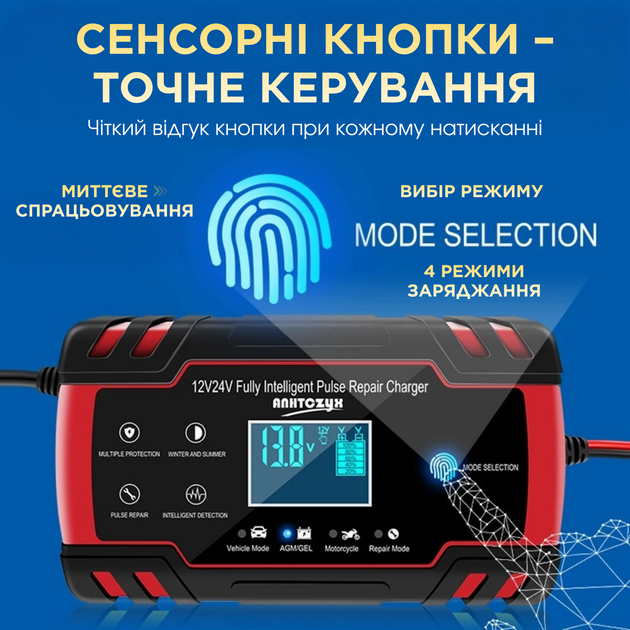 Интеллектуальное зарядное устройство Anhtczyx 12V8A / 24V4A для кислотных, гелевых, AGM и VRLA аккумуляторов - изображение 2
