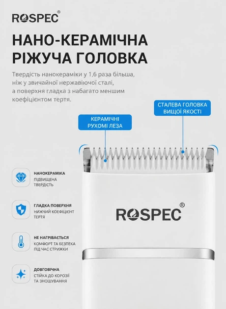 Машинка для стрижки волос детская и взрослая Rospec HC-100B Black - изображение 5