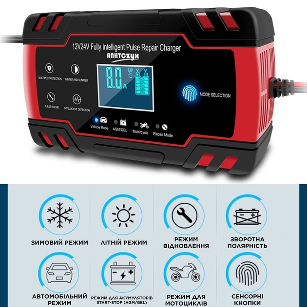 Интеллектуальное зарядное устройство Anhtczyx 12V8A / 24V4A для кислотных, гелевых, AGM и VRLA аккумуляторов - изображение 6