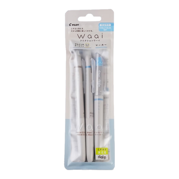 Набор гелевых ручек PILOT Momo Eraser - Click Gel Pen 0.5 And Highlighter Waai Series Chile Blue P-5391 (2 гелевые ручки SBE/CHL + 1 маркер NSKL) - изображение 4
