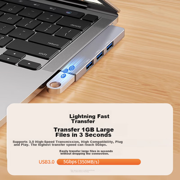 USB-хаб Isky, док-станция расширения с клейкой основой с правой стороны, преобразователь USB в USB 3.0, док-станция расширения для ноутбука, разветвитель HUB на четыре входа. - изображение 7