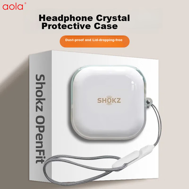 Чехол Aolang, совместимый с Shao Yin Comfort Ring, с открытой посадкой и защитой от воздуха, для беспроводных наушников SHOKZ T511 с полной защитой и противоударным покрытием, прозрачный, с ремешком для наушников внутри чехла. - Фото 4 Чехол Aolang, совместимый с Shao Yin Comfort Ring, с открытой посадкой и защитой от воздуха, для беспроводных наушников SHOKZ T511 с полной защитой и противоударным покрытием, прозрачный, с ремешком для наушников внутри чехла. - изображение 4