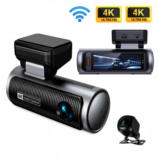 Автомобільний відеореєстратор Terra HD-319 4K+4K, Wi-Fi, 2 камери - зображення 2