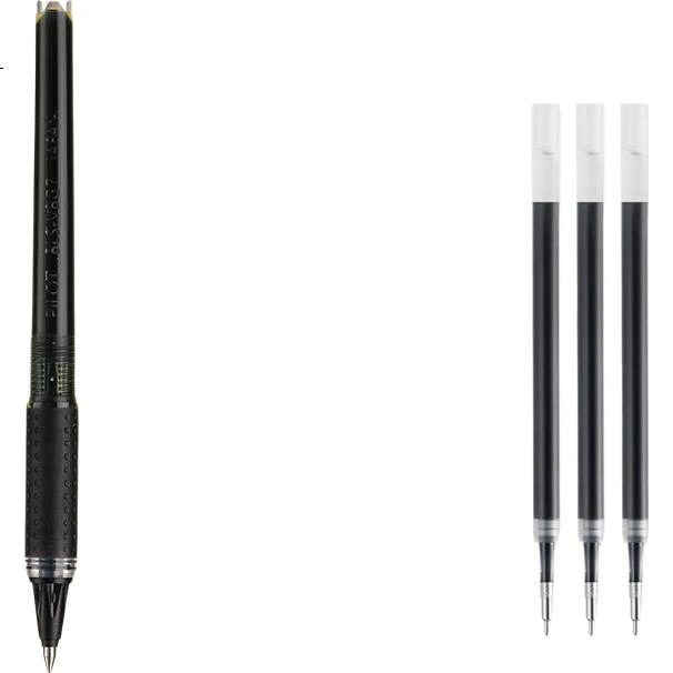 PILOT Weibao Panda Pen, кулькова ручка-ролер, гелева ручка з кулястим наконечником, нековзка фірмова ручка, студентське канцелярське приладдя, офісне приладдя, BLN-VBG5 BLS-VBG5, 0,5 мм, 1 ручка + 3 стержні, синій - изображение 2