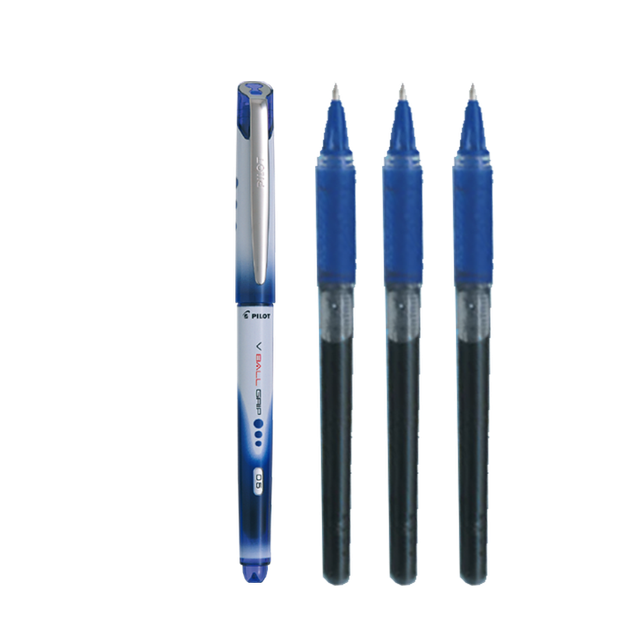 PILOT Weibao Panda Pen, кулькова ручка-ролер, гелева ручка з кулястим наконечником, нековзка фірмова ручка, студентське канцелярське приладдя, офісне приладдя, BLN-VBG5 BLS-VBG5, 0,5 мм, 1 ручка + 3 стержні, синій - изображение 4