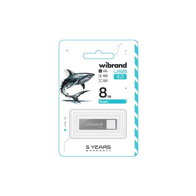 Флеш-накопичувач Wibrand Shark 8 ГБ USB 2.0 Сріблястий (WI2.0/SH8U4S) - Фото 3 Флеш-накопичувач Wibrand Shark 8 ГБ USB 2.0 Сріблястий (WI2.0/SH8U4S) - зображення 3