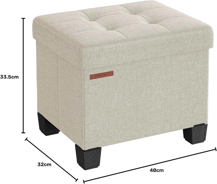 SONGMICS LSF012W11 Пуф с местом хранения, 32 x 40 см выдерживает до 300 кг Кремово-белый - изображение 2