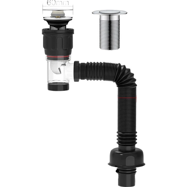 Комплект для слива раковины KEGOO Large Bounce Drain Kit, горизонтальная сливная труба для раковины, защита от запахов и насекомых K5044 - изображение 3