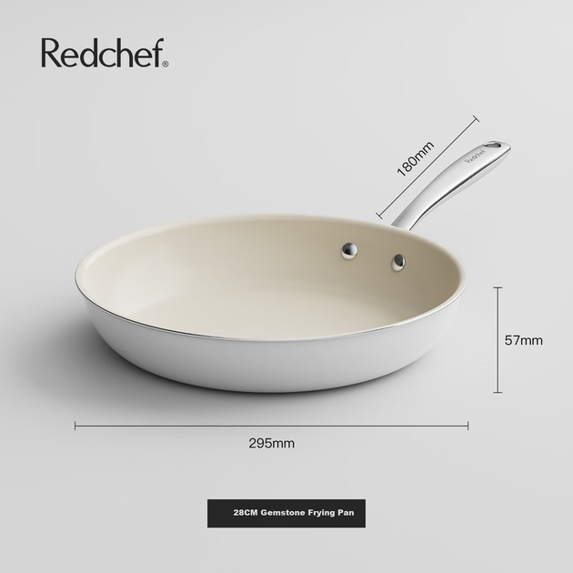 Керамическая сковорода Red Chef с антипригарным покрытием, маленькая, для домашнего использования, для блинов, яиц, стейков, индукционной плиты, белая, 28 см. - изображение 4