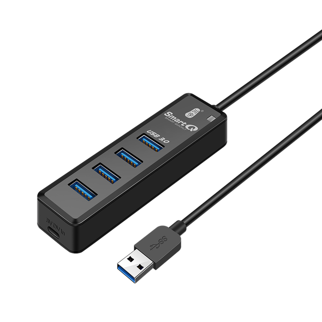 Док-станция расширения Chuanyu USB3.0 Hub, высокоскоростная 4-портовая док-станция расширения Hub, удлинительный кабель-конвертер для ноутбука 100 см с блоком питания Type-C. - изображение 4