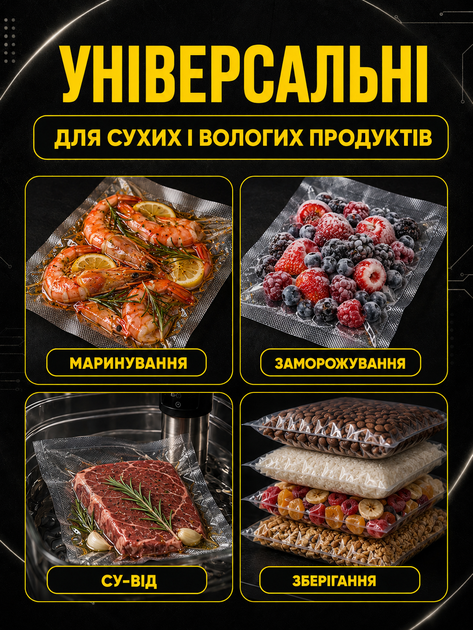 Пакеты для вакуумирования пищевые вакуумные для еды комплект пакетов 2 шт 15 см 30 см для вакууматора в рулоне гофрированные для упаковщика запаивания сухих и влажных продуктов пищевая пленка - изображение 5