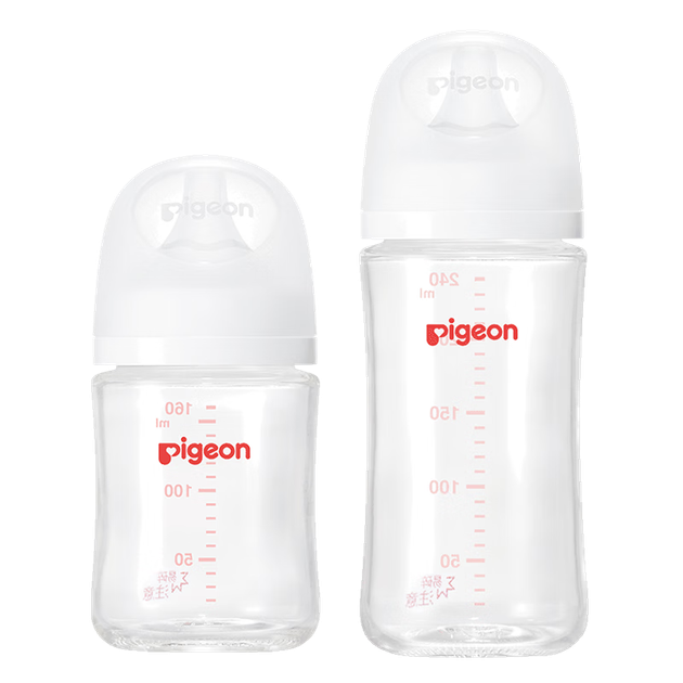 Набір скляних пляшечок для новонароджених Pigeon (соска розміру S 160 мл + соска розміру M 240 мл) для дітей від 1 до 3 місяців - изображение 4