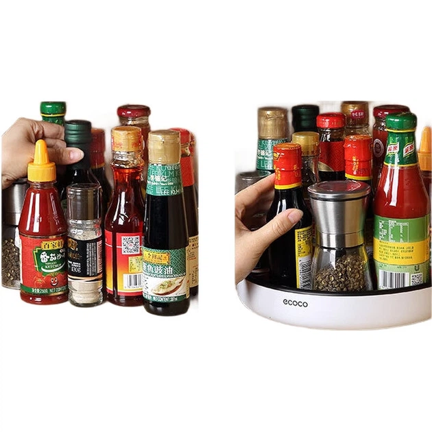 Обертова стійка для зберігання Ecoco Kitchen, багатофункціональний органайзер для спецій, потовщений лоток для пляшок зі спеціями, сірий колір E2022 - Фото 1 Обертова стійка для зберігання Ecoco Kitchen, багатофункціональний органайзер для спецій, потовщений лоток для пляшок зі спеціями, сірий колір E2022 - зображення 1