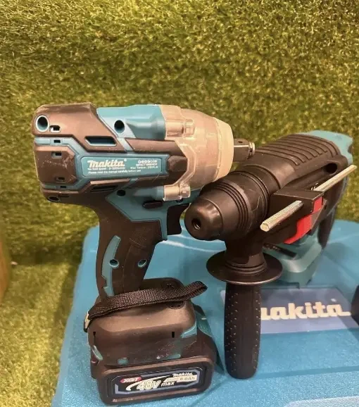 Набор инструментов 4в1 Makita 48 В 6 А·ч аккумуляторный шуруповерт DDF484 25 Нм дрель перфоратор DHR202 3.8 Дж SDS Plus УШМ DGA504 болгарка 125 мм гайковерт DTW301 520 Нм для строительства ремонта монтажа автосервиса с 2 АКБ кейсом - изображение 4