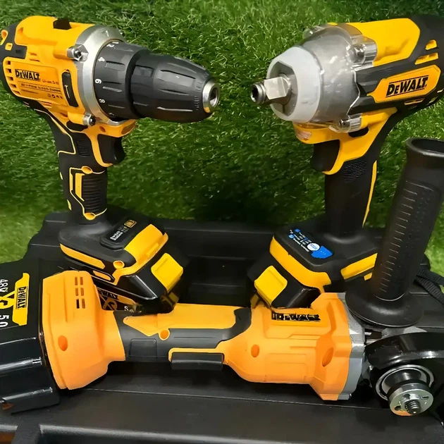 Набор инструментов 3в1 DeWalt 48 В 5 А·ч аккумуляторный шуруповерт DCD771 54 Нм дрель УШМ DCG405 125 мм болгарка 800 Вт гайковерт DCF892P2T 200 Нм бесщеточный 7000 об мин для ремонта строительства монтажа автосервиса с двумя АКБ кейсом - изображение 5