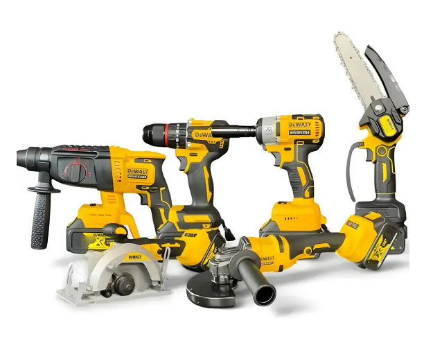 Набор инструментов 6в1 DeWalt 48 В 6 А·ч аккумуляторный шуруповерт бесщеточный сучкорез пила 15 см УШМ болгарка 125 мм перфоратор SDS Plus гайковерт ударный циркулярная пила для строительства ремонта монтажа мастерской сада с четырьмя АКБ кейсом - изображение 2