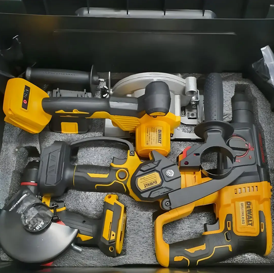 Набор инструментов 6в1 DeWalt 48 В 6 А·ч аккумуляторный шуруповерт бесщеточный сучкорез пила 15 см УШМ болгарка 125 мм перфоратор SDS Plus гайковерт ударный циркулярная пила для строительства ремонта монтажа мастерской сада с четырьмя АКБ кейсом - изображение 7