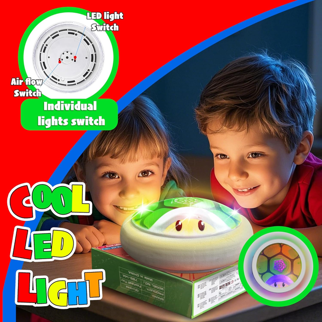Дитячий аерофутбол HoverBall з LED-підсвічуванням і м’яким пінопластовим краєм, футбольний м’яч для дому - зображення 3