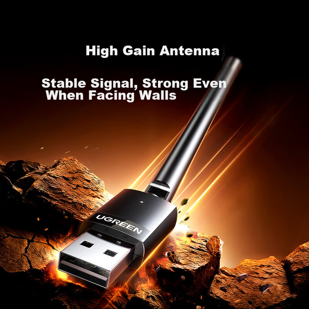 Бездротовий USB-адаптер UGREEN WiFi6 AX300 Smart Driver-Free Wireless WiFi Receiver для настільного комп'ютера, ноутбука, зовнішньої антени - зображення 6