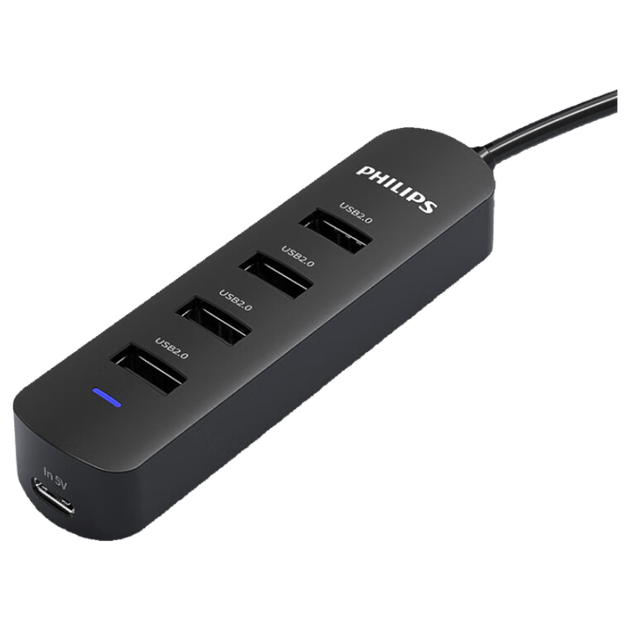 USB-концентратор PHILIPS 2.0 с четырьмя портами и разъемом для зарядки 5 В, удлинительный кабель-конвертер для ноутбуков и настольных компьютеров, 4 порта, 0,6 метра. - Фото 4 USB-концентратор PHILIPS 2.0 с четырьмя портами и разъемом для зарядки 5 В, удлинительный кабель-конвертер для ноутбуков и настольных компьютеров, 4 порта, 0,6 метра. - изображение 4