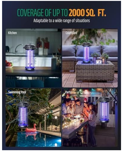 Лампа-уничтожитель насекомых Buzbug MO008C LED, электрическая ловушка для комаров и мух, 2-диапазонное включение, ресурс до 50 000 - изображение 6