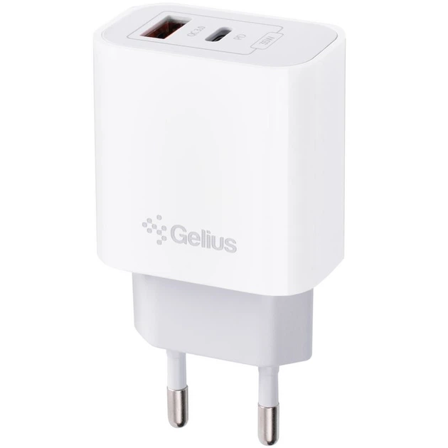 Мережевий зарядний пристрій Gelius Merge GP-HC060 GAN USB+Type-C 35W (QC/PD/PPS) + кабель Gelius One GP-UCN012 Type-C to Type-C (1m)(3A 60W) White - изображение 2