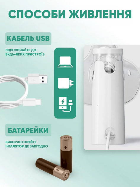 Ингалятор портативный небулайзер ультразвуковой MESH для детей и взрослых аккумуляторный USB тихий с дисплеем LED с двумя масками - изображение 6