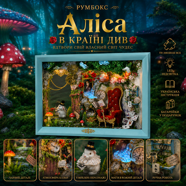 Румбокс Алиса в стране чудес Book Nook QIJIN Dream Moment 1205 - изображение 3