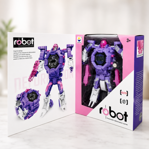 Електронний годинник-трансформер Robot Watch 2в1 дитяча іграшка, фіолетовий (33841) - зображення 3