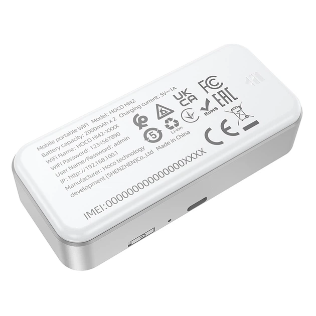 Мобільний 4G Wi-Fi роутер HOCO HI42 Mobile Portable WiFi Europe Asia and Africa із підтримкою SIM-карт та Wi-Fi 6 Білий - зображення 5