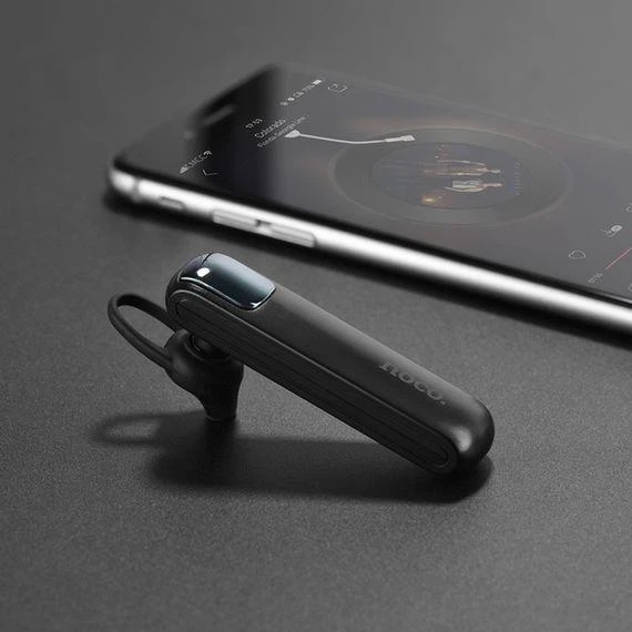 Bluetooth гарнітура HOCO E37 Gratified Business із мікрофоном та потужним акумулятором Чорна - Фото 4 Bluetooth гарнітура HOCO E37 Gratified Business із мікрофоном та потужним акумулятором Чорна - зображення 4