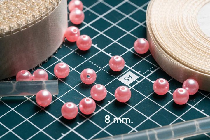 Бусины круглые с отверстием 8 мм Розовый (БРО8) - Фото 1 Бусины круглые с отверстием 8 мм Розовый (БРО8) - изображение 1
