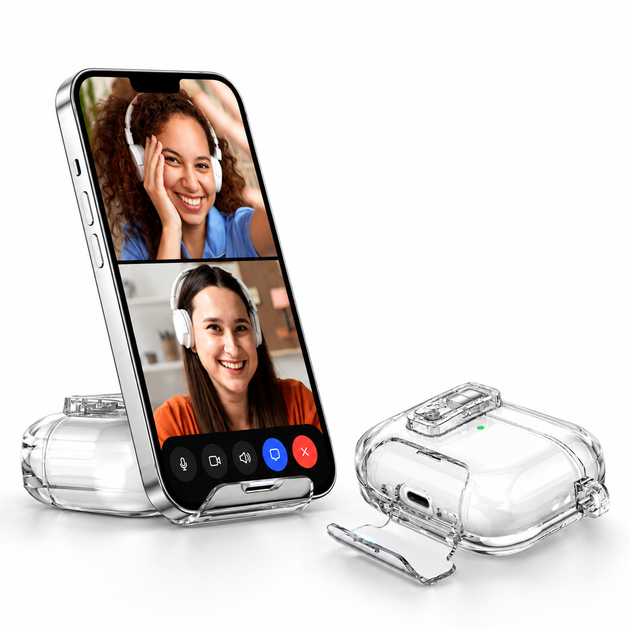 Твердый защитный - с Магнитом чехол для наушников AirPods 2 Pro || Air Pods 2 Pro. Белый (Прозрачный) цвет - изображение 4